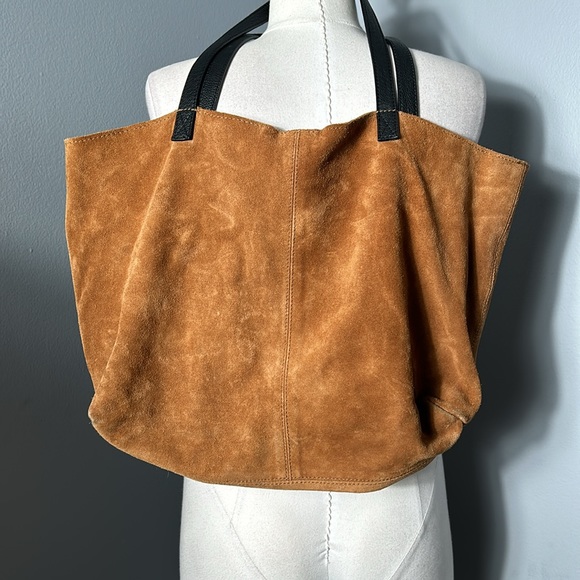 Mark & Graham Leather Suede JPL Khaki Camel Shoulder Bag with Leather Handle - Picture 4 of 16